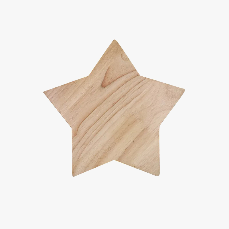 Applique murale LED étoile en bois - Design artistique asiatique modernisé