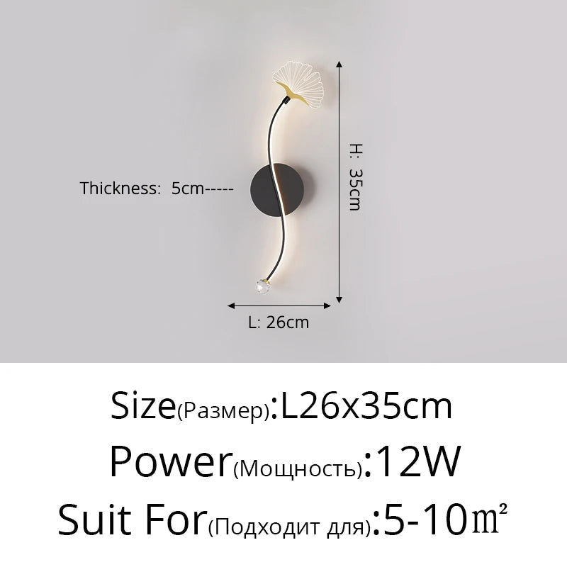 Applique Murale LED Tricolore Ginkgo : Protection des Yeux et Design Élégant