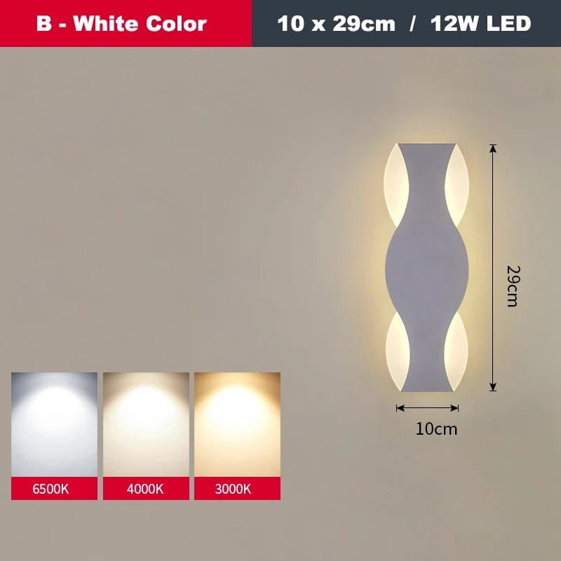 Applique murale LED Vague pour Couloir Intérieur | Marco Lucetti B Blanc 10x29cm / Blanc chaud (2700-3500K)