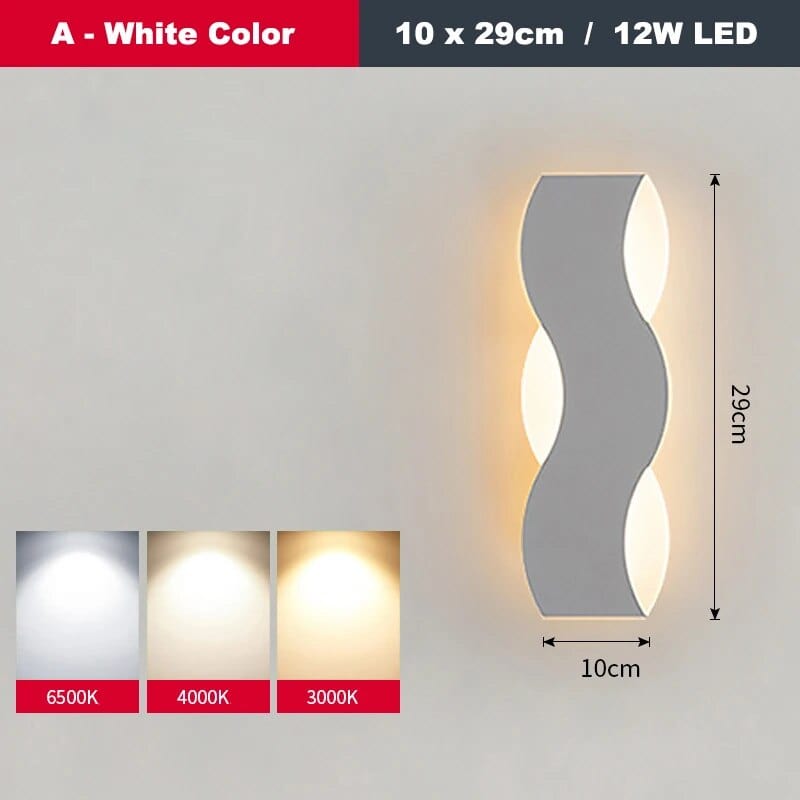 Applique murale LED Vague pour Couloir Intérieur | Marco Lucetti Un Blanc 10x29cm / Blanc chaud (2700-3500K)