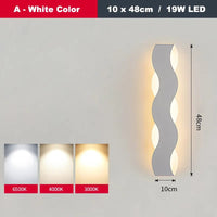 Applique murale LED Vague pour Couloir Intérieur | Marco Lucetti Un Blanc 10x48cm / Blanc chaud (2700-3500K)