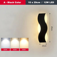 Applique murale LED Vague pour Couloir Intérieur | Marco Lucetti Un noir 10x29cm / Blanc chaud (2700-3500K)