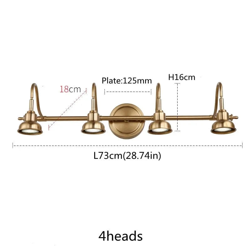 Applique murale LED vanité pour la maison | Marco Lucetti 4Têtes Cuivre B / Blanc chaud (2700-3500K)