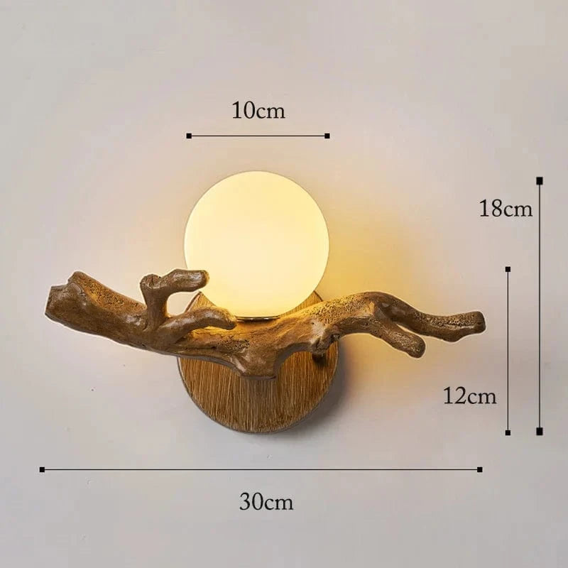 Applique murale LED Vintage Branche d'Arbre en Résine | Marco Lucetti Lampe marron droite / CHINE / Pas d&#39;ampoule