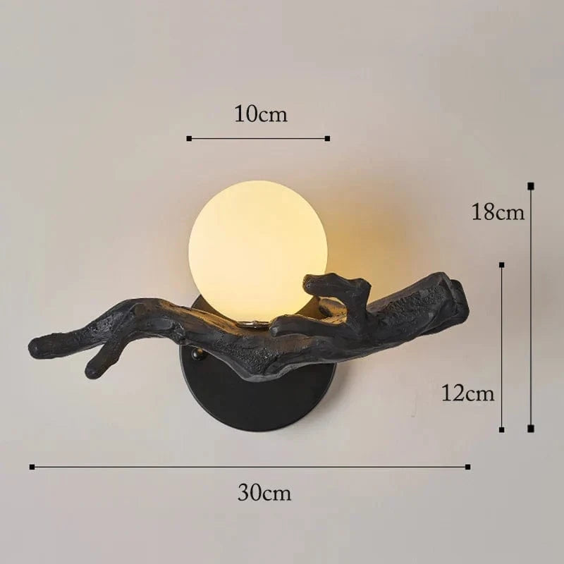 Applique murale LED Vintage Branche d'Arbre en Résine | Marco Lucetti Lampe noire gauche / CHINE / Pas d&#39;ampoule