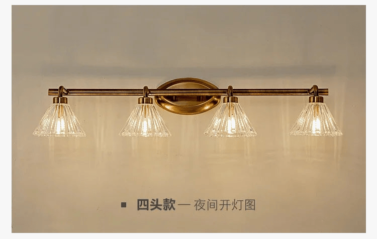 Applique murale LED Vintage Bronze clair 2 têtes 4 têtes - Pour salle de bain et miroir | Marco Lucetti