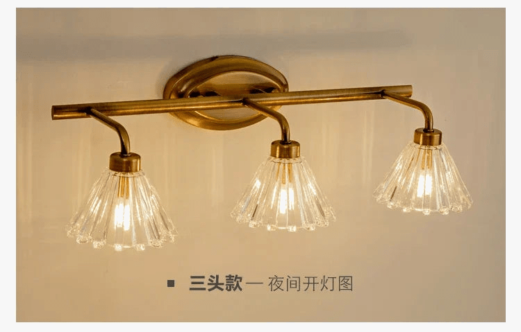 Applique murale LED Vintage Bronze clair 2 têtes 4 têtes - Pour salle de bain et miroir | Marco Lucetti