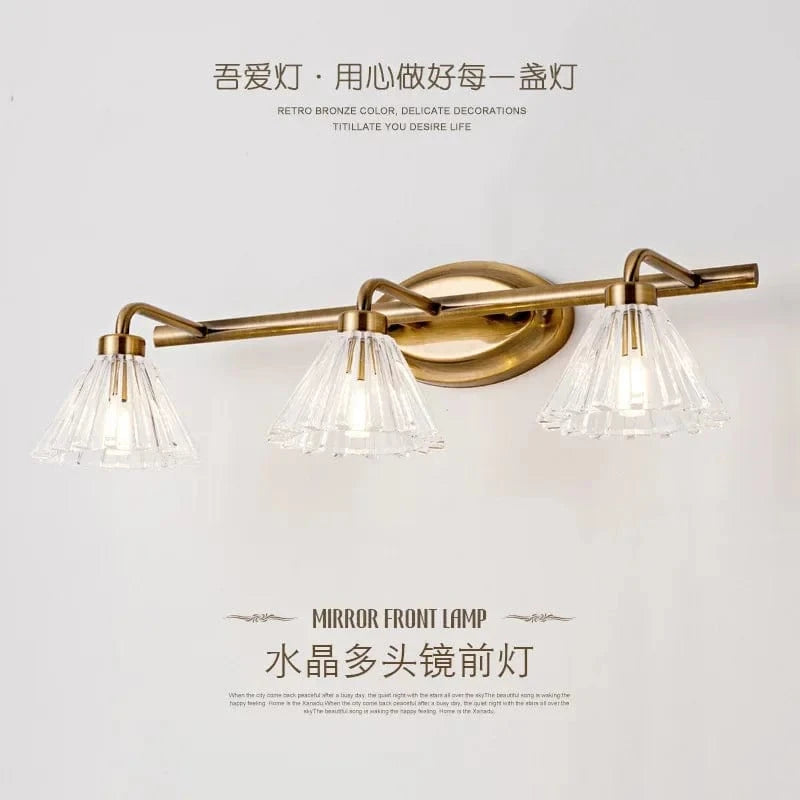 Applique murale LED Vintage Bronze clair 2 têtes 4 têtes - Pour salle de bain et miroir | Marco Lucetti