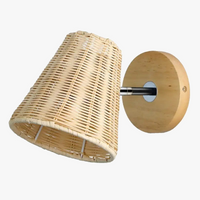 Applique murale LED vintage en rotin tissé à la main avec interrupteur