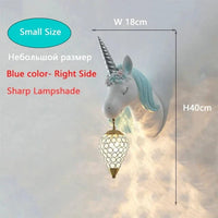 Applique murale Licorne LED pour chambre de princesse | Marco Lucetti Bleu Petite Taille / 3 Température de couleur