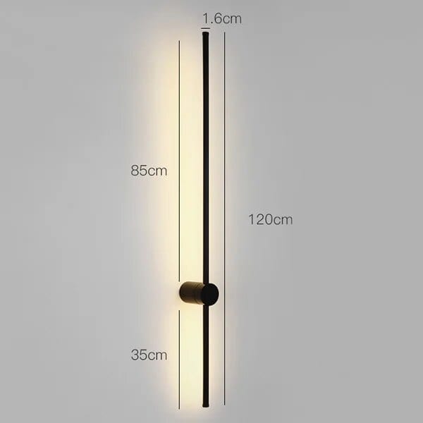 Applique murale longue bande minimaliste | Marco Lucetti 120 cm noir / Chaud