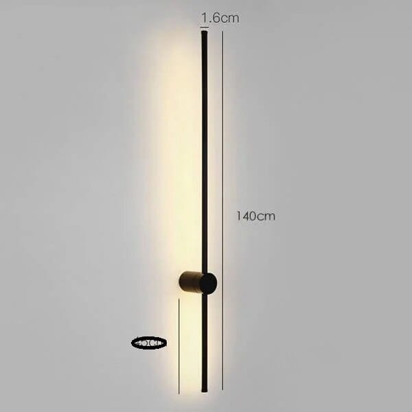 Applique murale longue bande minimaliste | Marco Lucetti 140cm noir / Chaud
