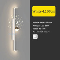 Applique Murale Longue Moderne en Noir et Blanc | Marco Lucetti Blanc 100cm / 3 Température de couleur