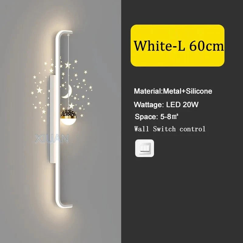 Applique Murale Longue Moderne en Noir et Blanc | Marco Lucetti Blanc 60cm / 3 Température de couleur