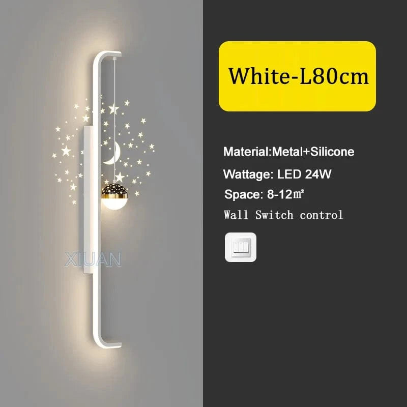 Applique Murale Longue Moderne en Noir et Blanc | Marco Lucetti Blanc 80cm / 3 Température de couleur