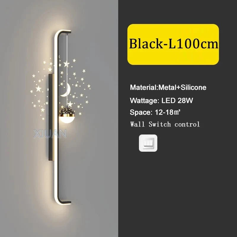 Applique Murale Longue Moderne en Noir et Blanc | Marco Lucetti Noir 100cm / 3 Température de couleur