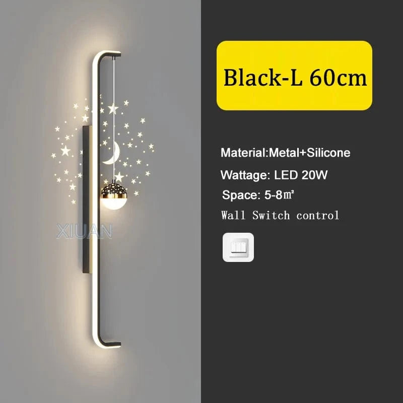 Applique Murale Longue Moderne en Noir et Blanc | Marco Lucetti Noir 60cm / 3 Température de couleur