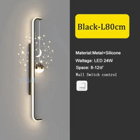 Applique Murale Longue Moderne en Noir et Blanc | Marco Lucetti Noir 80cm / 3 Température de couleur