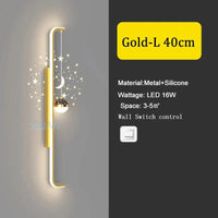 Applique Murale Longue Moderne en Noir et Blanc | Marco Lucetti Or 40cm / 3 Température de couleur