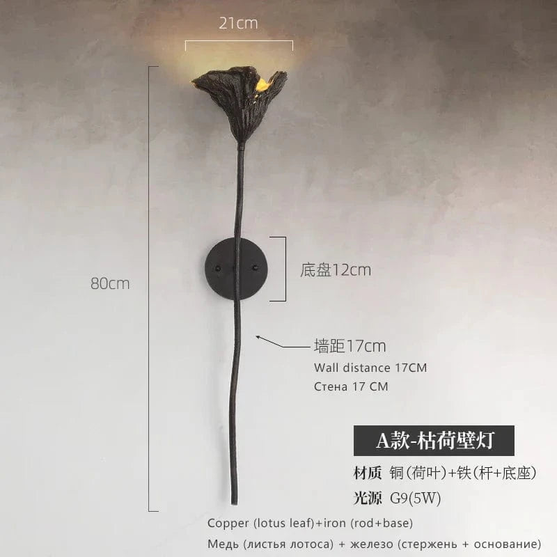 Applique murale Lotus Zen en laiton. | Marco Lucetti Un W21E17H80CM / Blanc chaud (2700-3500K) / 5W