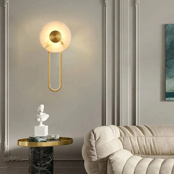 Applique Murale Luxe en Marbre Naturel et Laiton pour Hôtellerie et Restauration | Marco Lucetti Lumière chaude