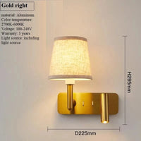 Applique murale Luxe Texturée pour Chambre avec Liseuse Murale Intégrée et Protection des Yeux LED | Marco Lucetti Or à droite / Blanc chaud (2700-3500K)