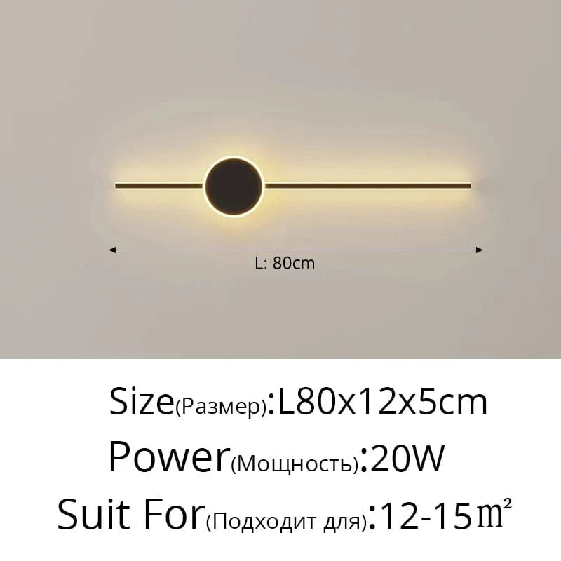 Applique murale Minimalist Stripe | Marco Lucetti Noir A L80x12cm 20W / Blanc chaud (2700-3500K)