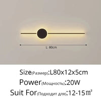 Applique murale Minimalist Stripe | Marco Lucetti Noir A L80x12cm 20W / Blanc chaud (2700-3500K)