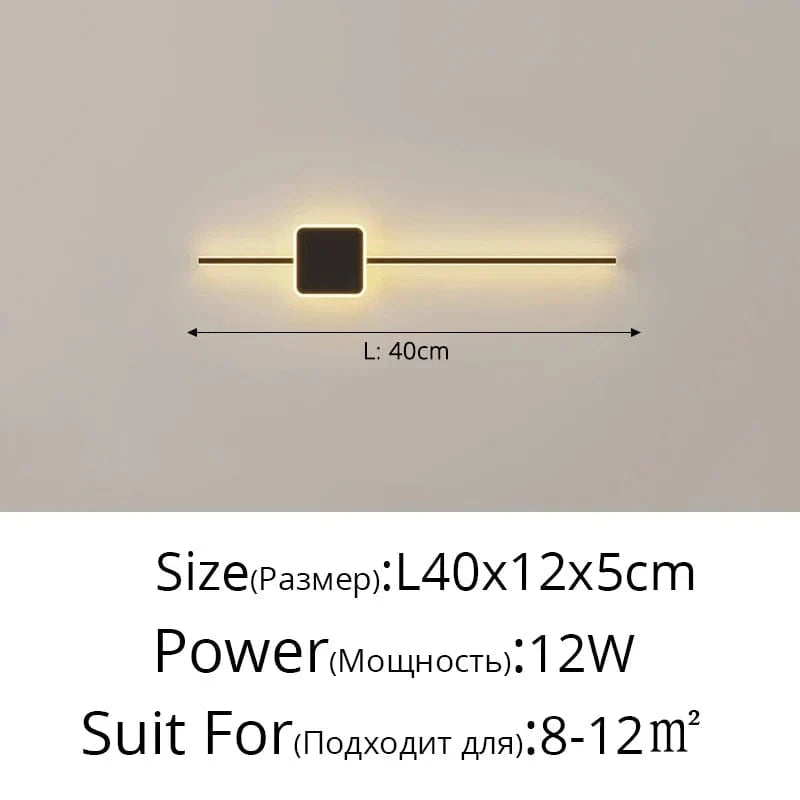 Applique murale Minimalist Stripe | Marco Lucetti Noir B L40x12cm 12W / Blanc chaud (2700-3500K)