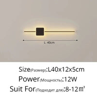 Applique murale Minimalist Stripe | Marco Lucetti Noir B L40x12cm 12W / Blanc chaud (2700-3500K)