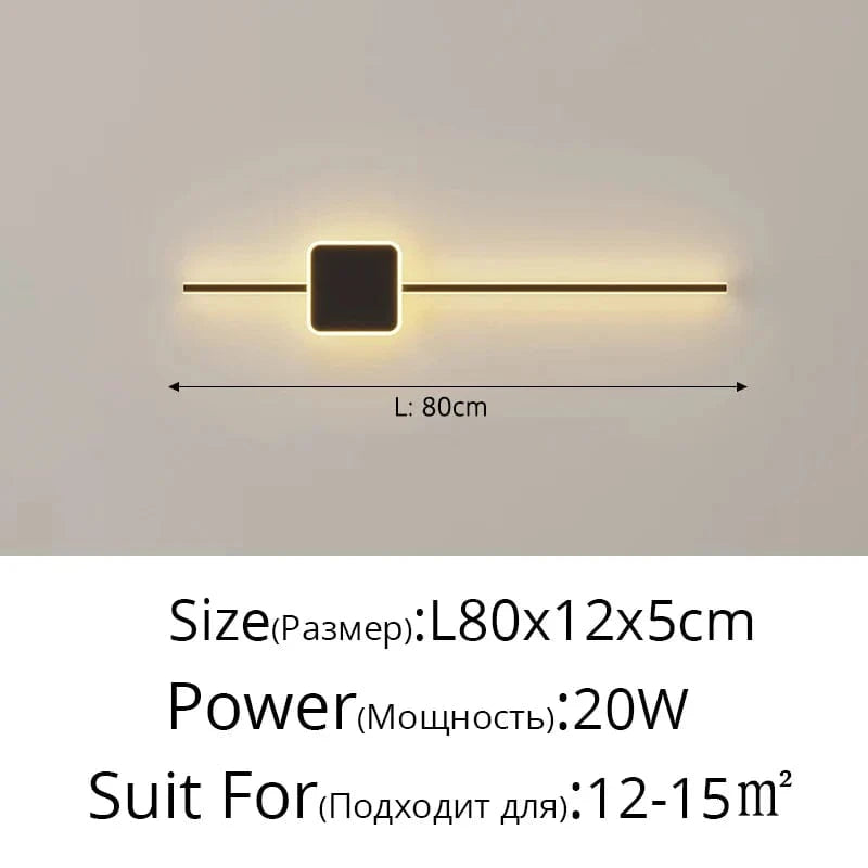 Applique murale Minimalist Stripe | Marco Lucetti Noir B L80x12cm 20W / Blanc chaud (2700-3500K)