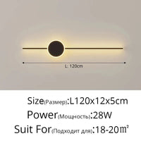 Applique murale Minimalist Stripe | Marco Lucetti NoirA L120x12cm 28W / Blanc chaud (2700-3500K)