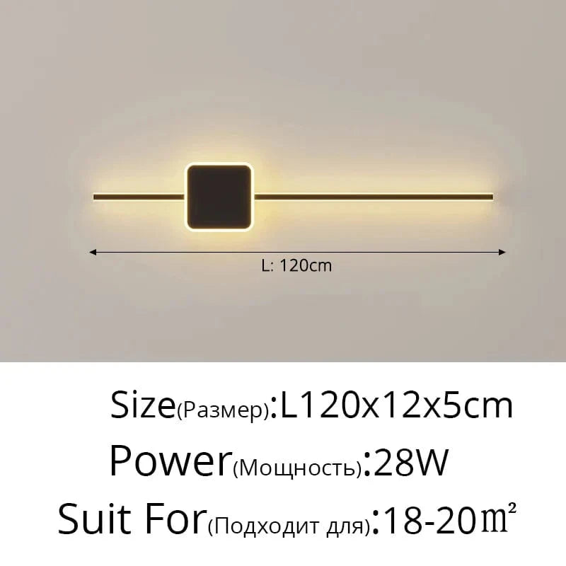 Applique murale Minimalist Stripe | Marco Lucetti NoirB L120x12cm 28W / Blanc chaud (2700-3500K)