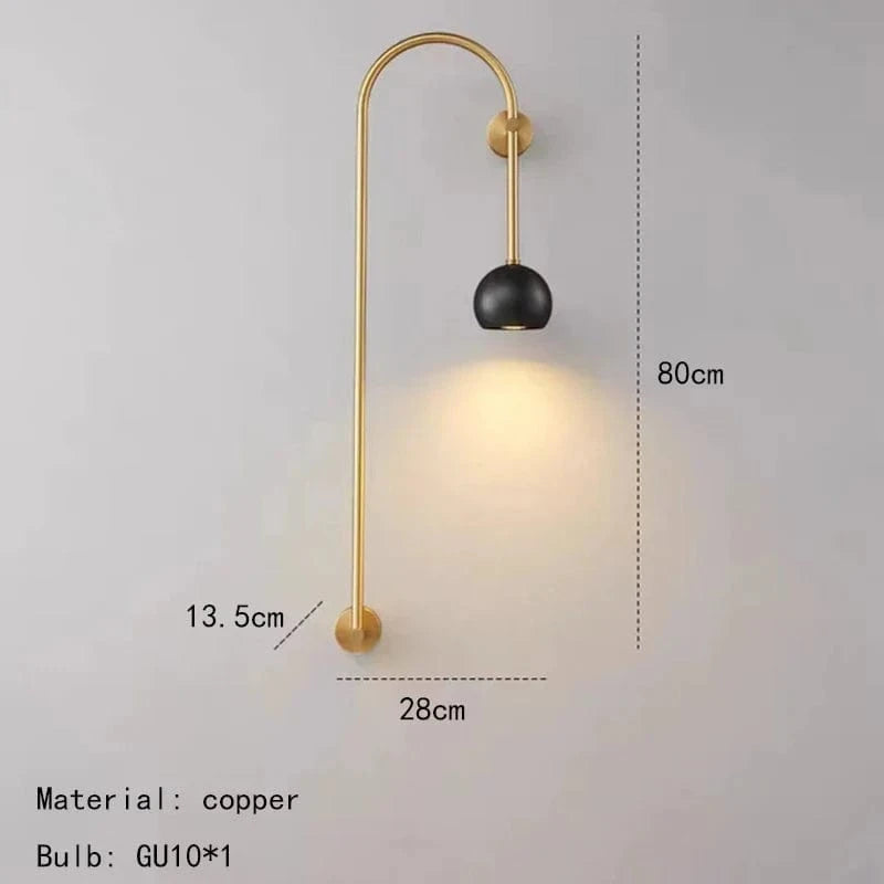 Applique murale minimaliste en cuivre et laiton GU10 - Édition Prestige | Marco Lucetti Droite / Lumière blanche