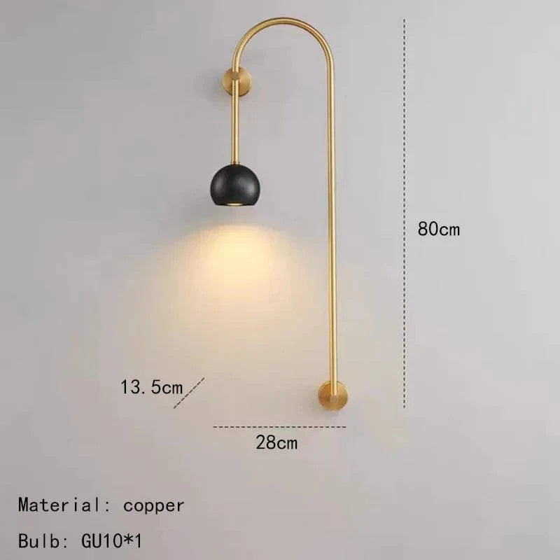 Applique murale minimaliste en cuivre et laiton GU10 - Édition Prestige | Marco Lucetti Gauche / Lumière blanche