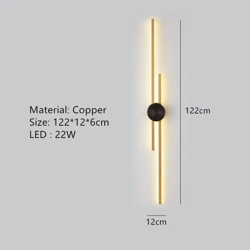 Applique Murale Minimaliste en Laiton LED Atmosphère  | Marco Lucetti A-Or 122cm / 3 modifiables