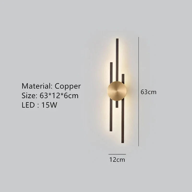 Applique Murale Minimaliste en Laiton LED Atmosphère  | Marco Lucetti B-Noir 63cm / 3 modifiables