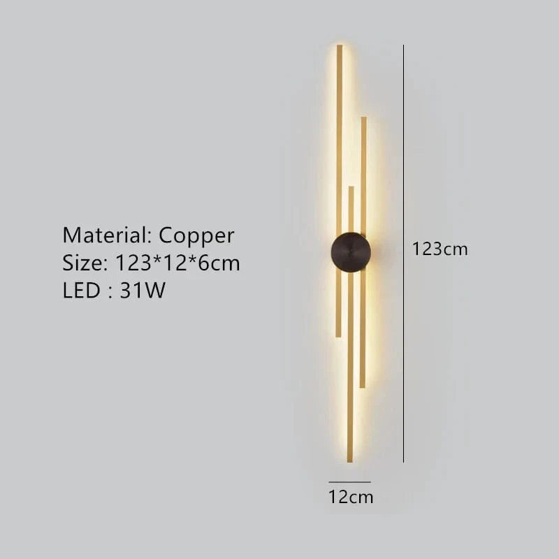 Applique Murale Minimaliste en Laiton LED Atmosphère  | Marco Lucetti B-Or 123cm / 3 modifiables