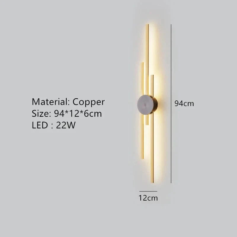 Applique Murale Minimaliste en Laiton LED Atmosphère  | Marco Lucetti B-Or 94cm / 3 modifiables