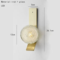 Applique murale minimaliste en métal pour escaliers et allées avec boule de verre | Marco Lucetti Or / 5000k