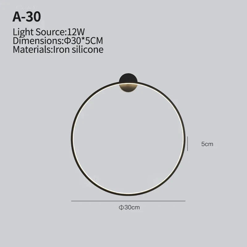 Applique murale minimaliste pour un salon tendance | Marco Lucetti Connexion 30CM-12W / Lumière blanche / Noir