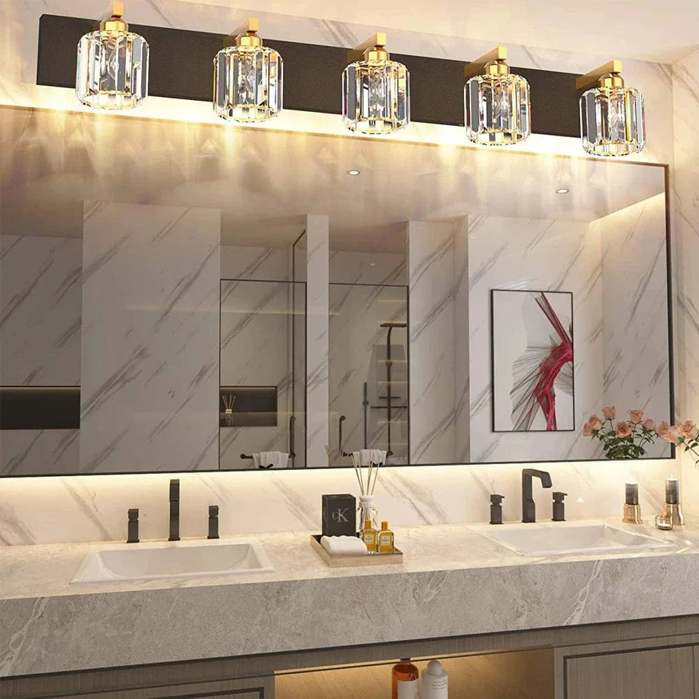 Applique murale miroir de salle de bains en cristal contemporain | Marco Lucetti