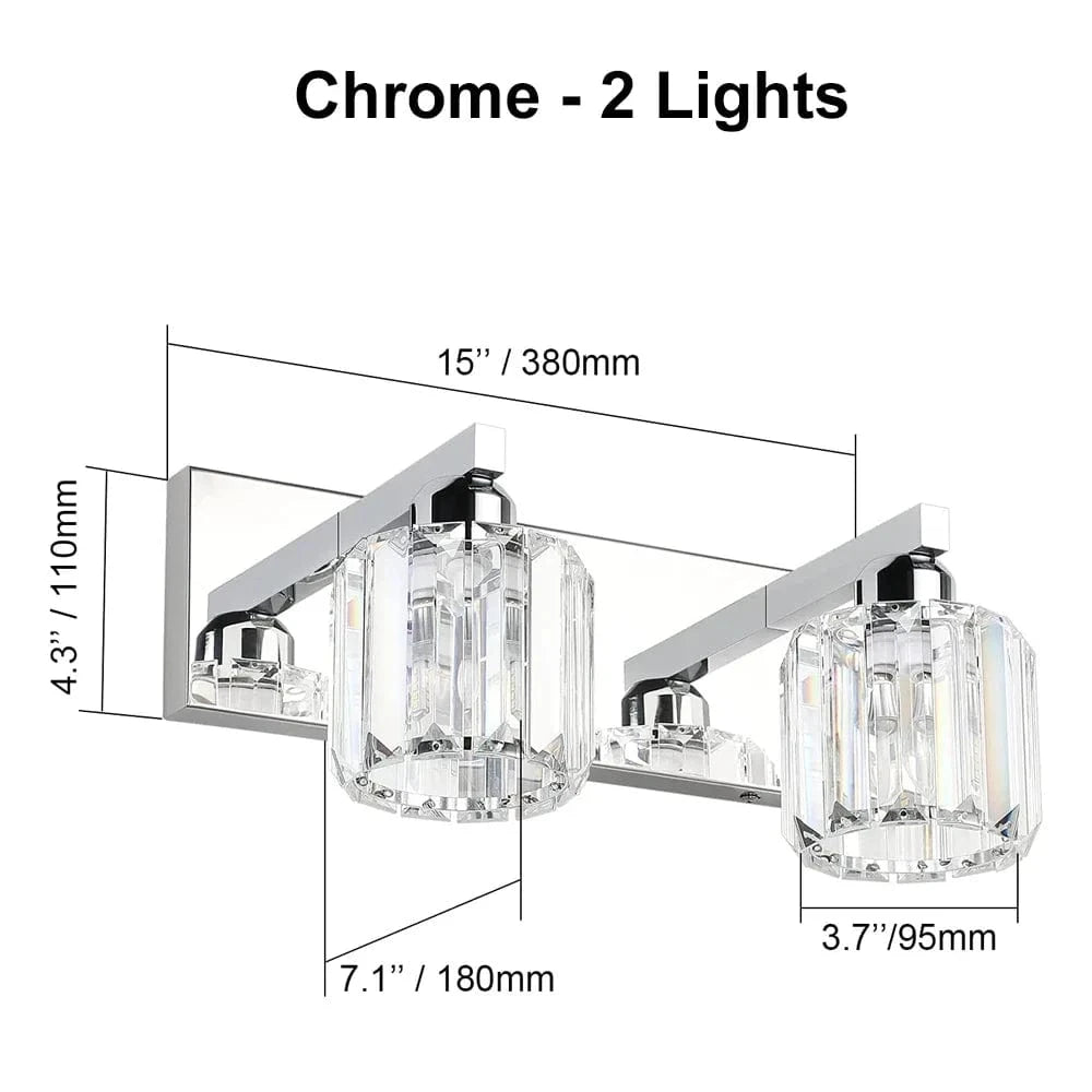 Applique murale miroir de salle de bains en cristal contemporain | Marco Lucetti Chromé - 2 lumières / Lumière froide