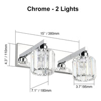 Applique murale miroir de salle de bains en cristal contemporain | Marco Lucetti Chromé - 2 lumières / Lumière froide