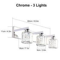 Applique murale miroir de salle de bains en cristal contemporain | Marco Lucetti Chromé - 3 Lumières / Lumière froide