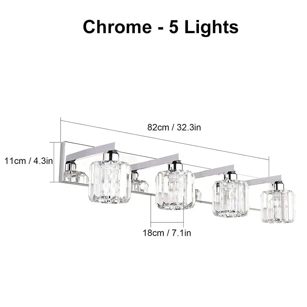 Applique murale miroir de salle de bains en cristal contemporain | Marco Lucetti Chromé - 5 lumières / Lumière froide