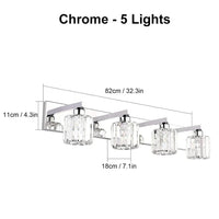 Applique murale miroir de salle de bains en cristal contemporain | Marco Lucetti Chromé - 5 lumières / Lumière froide