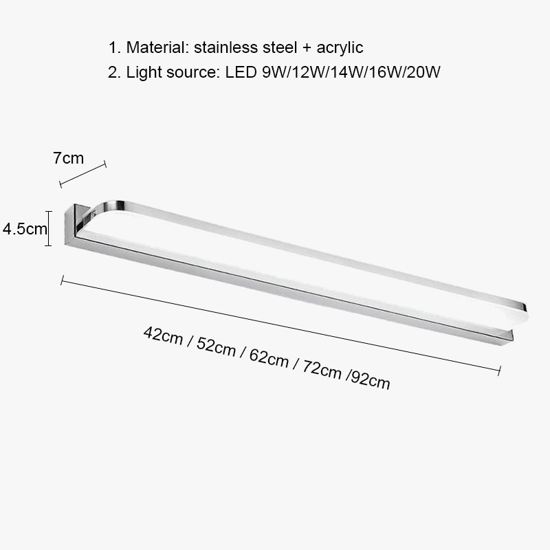 Applique murale miroir LED modernes 42CM 52CM - Luminaires design pour salle de bains | Marco Lucetti