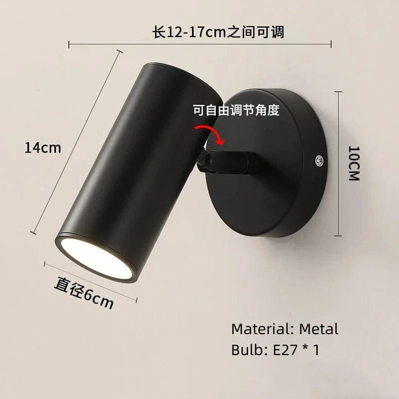 Applique murale moderne à bras long rotatif en métal  | Marco Lucetti E-Noir / Lumière blanche 5000K