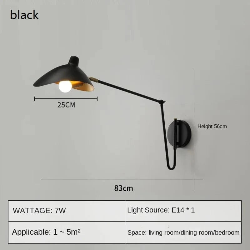 Applique murale moderne "AstroLight" - Lampe de lecture pour un éclairage décoratif | Marco Lucetti B Noir / Lumière froide / Bouton ON / OFF